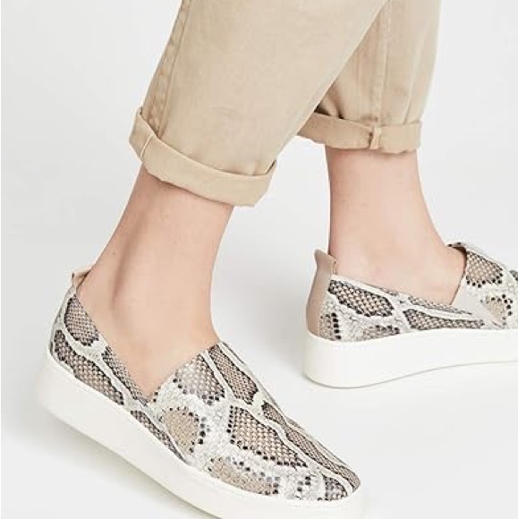 Vince Saxon Snakeskin Leather Slip On Sneakers 7 37 - Picture 1 of 12